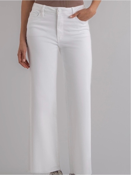 Kut from the Kloth Denim - KUT From The Kloth Meg Fab Ab Wide Leg Jeans Womens 10 White High Rise Raw Hem
